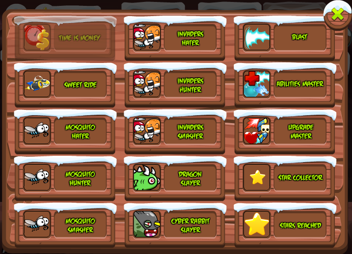 Bear in Super Action Adventure 2 (Browser) screenshot: Achievements