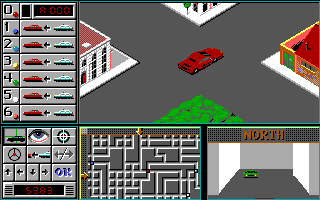 Chicago 90 (DOS) screenshot: Starting in Ferrari (EGA)