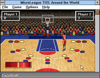 Time Out Sports: Basketball (Windows 3.x) screenshot: Jumping to throw a ball