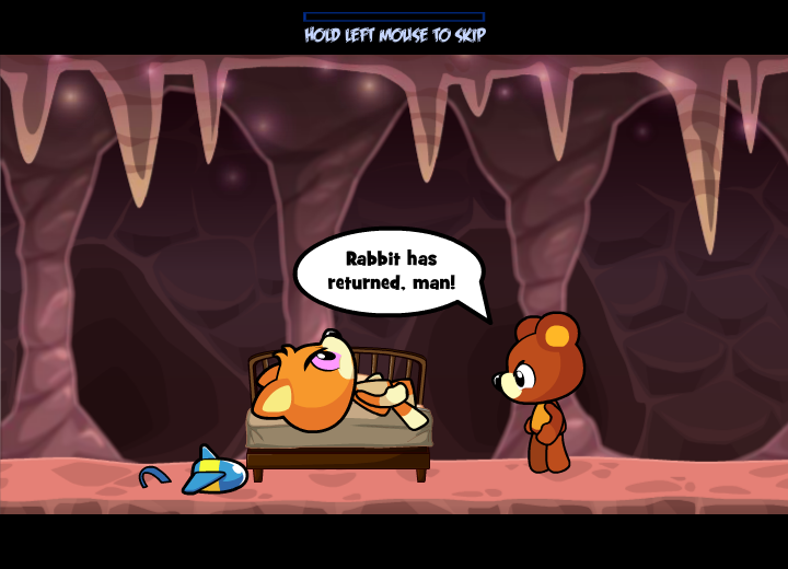 Bear in Super Action Adventure 2 (Browser) screenshot: He has to return while I am holding my wintersleep