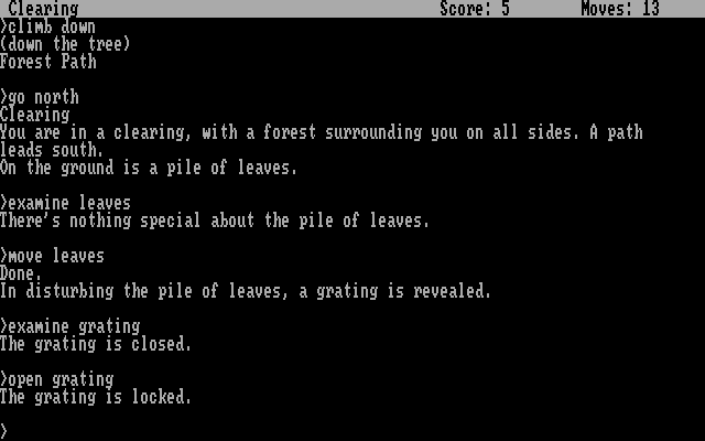 Zork: The Great Underground Empire (DOS) screenshot: The grating is locked...of course.