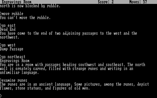 Zork III: The Dungeon Master (DOS) screenshot: Runes in an ancient language
