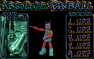 Absolute Pinball (DOS) screenshot: Select Aquatic Adventures