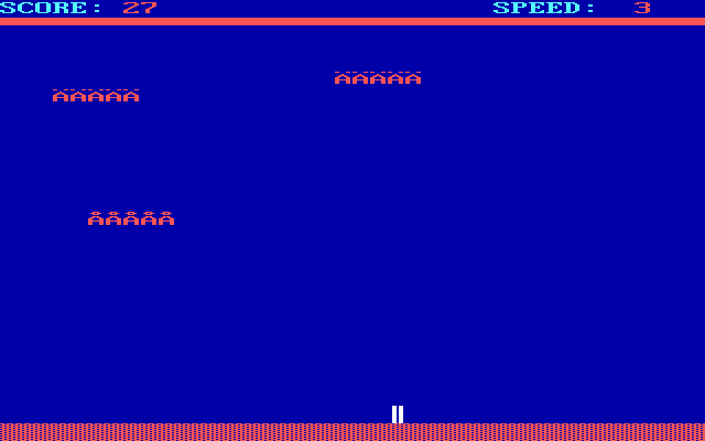 Alien Attack (DOS) screenshot: The aliens change color as you shoot them.