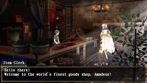 Dragoneer's Aria (PSP) screenshot: Entering an item shop.