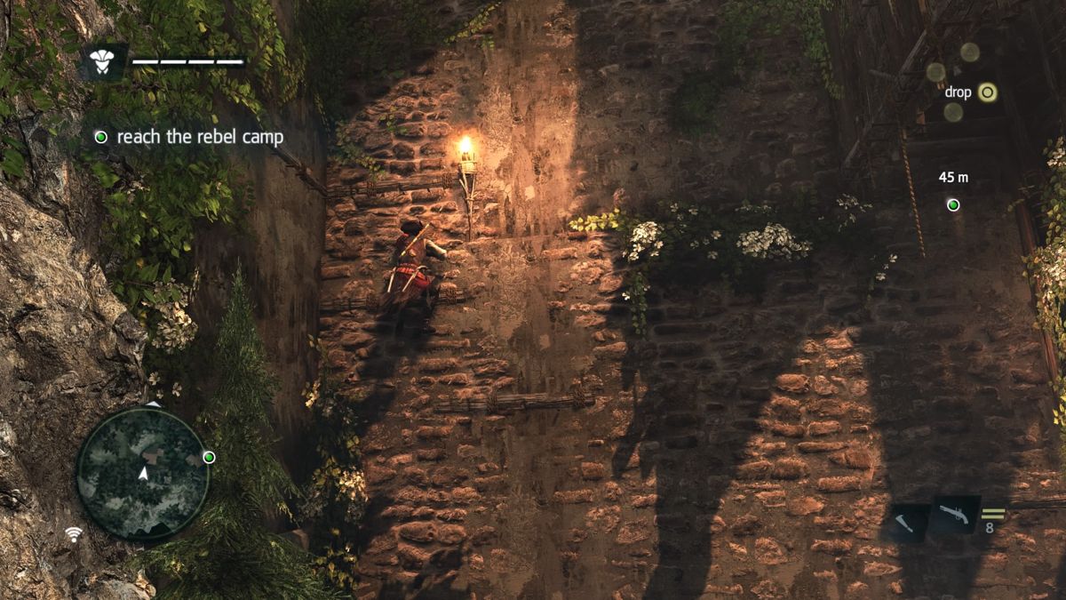 Assassin's Creed IV: Black Flag - Aveline (PlayStation 4) screenshot: Climbing the walls