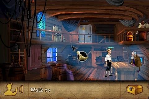 The Secret of Monkey Island: Special Edition (iPhone) screenshot: Ahoy there, fancy pants.