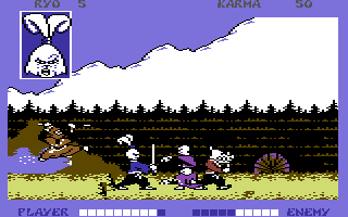Samurai Warrior: The Battles of.... Usagi Yojimbo (Commodore 64) screenshot: Tough battle, should have greeted them