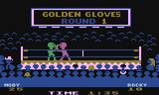 Golden Gloves (Atari 8-bit) screenshot: Fight in progress