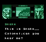 Metal Gear Solid (Game Boy Color) screenshot: Incoming Transmissions....