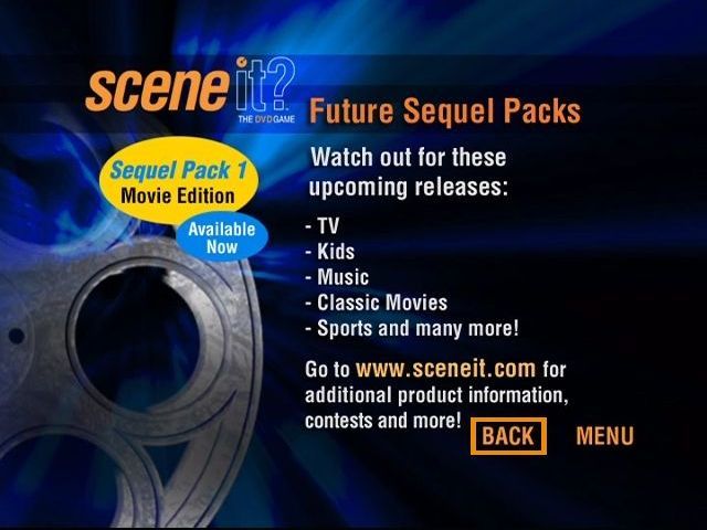 Scene It?: The DVD Movie Game (DVD Player) screenshot: There's a Products option on the main menu as there is for probably all Scene It? games. As this is the first game released most of the games are not yet available