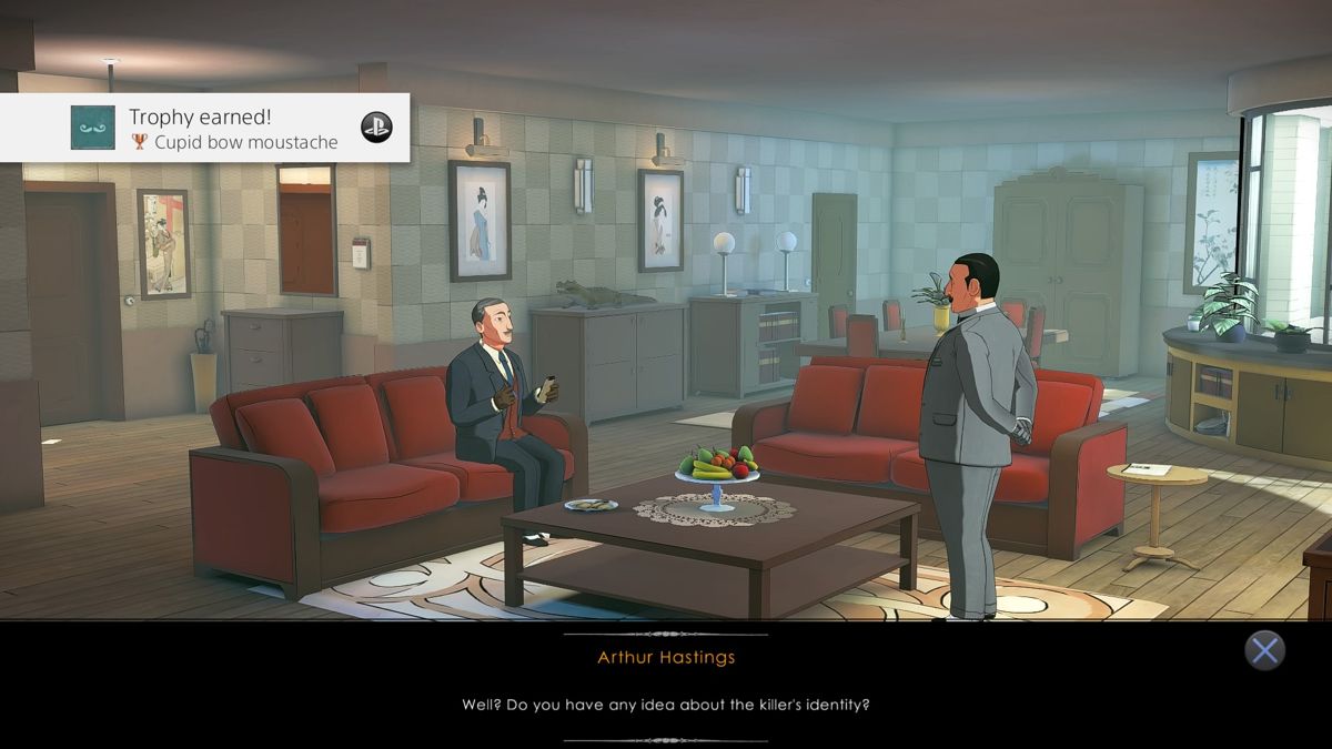 Agatha Christie: The ABC Murders (PlayStation 4) screenshot: Earning trophies... the full list of earned trophies can be checked from the main menu