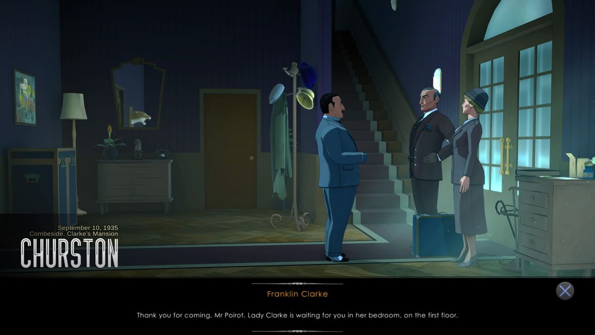 Agatha Christie: The ABC Murders (PlayStation 4) screenshot: Coming to Churston to speak to lady Clarke
