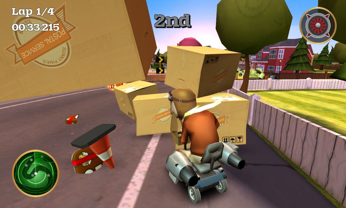 Coffin Dodgers (Windows) screenshot: Boxes on the road