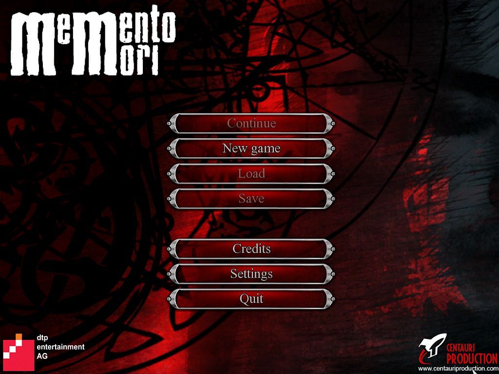 Memento Mori (Windows) screenshot: Save Load Menu