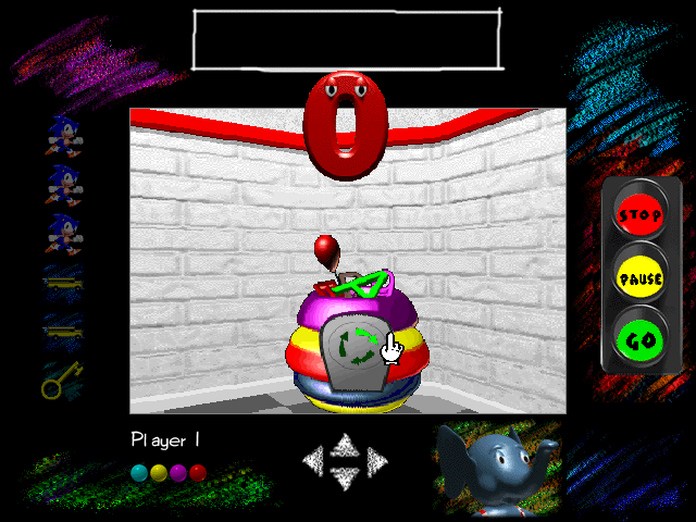 Sonic's Schoolhouse (Windows 3.x) screenshot: The bin for unwanted numbers