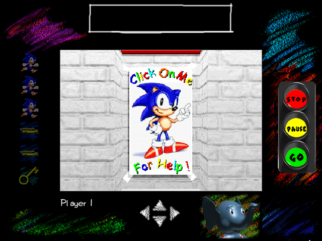 Sonic's Schoolhouse (Windows 3.x) screenshot: How to get help