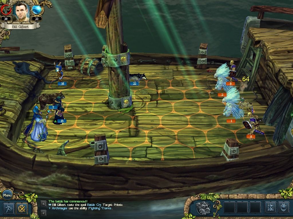 King's Bounty: The Legend (Macintosh) screenshot: Battling the undead on an old ship