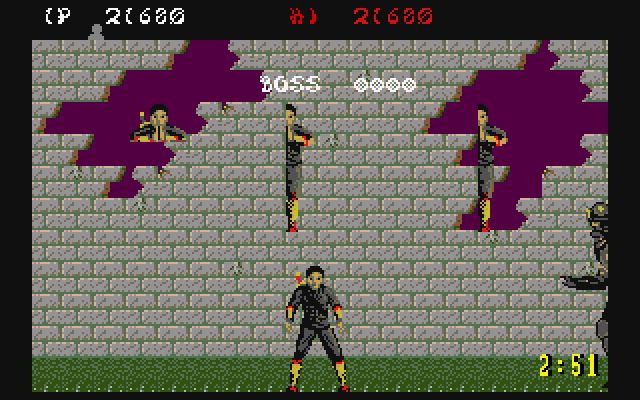 Shinobi (Amiga) screenshot: Using magic against Ken Oh