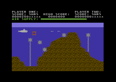 Sea Dragon (Commodore 64) screenshot: Taking a mine out
