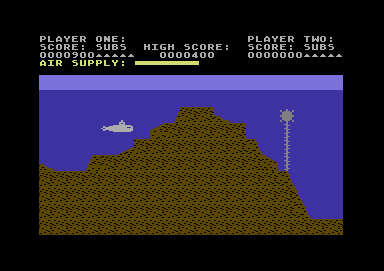 Sea Dragon (Commodore 64) screenshot: Running into trouble