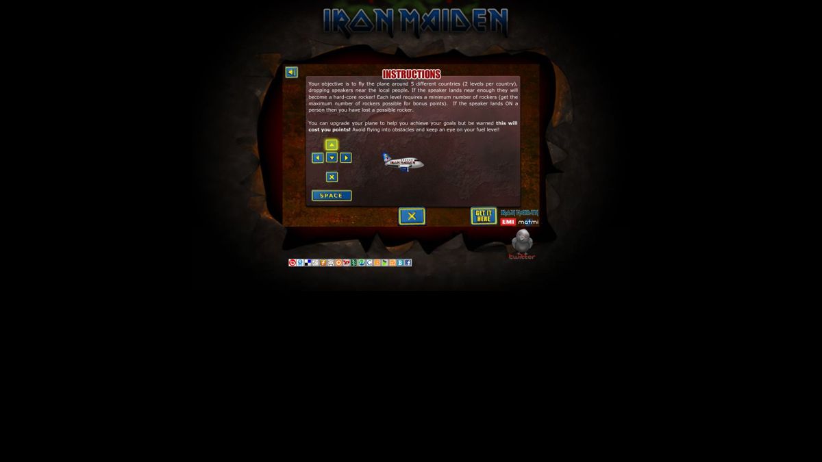 Iron Maiden: Flight 666 - The Game (Browser) screenshot: Instructions.