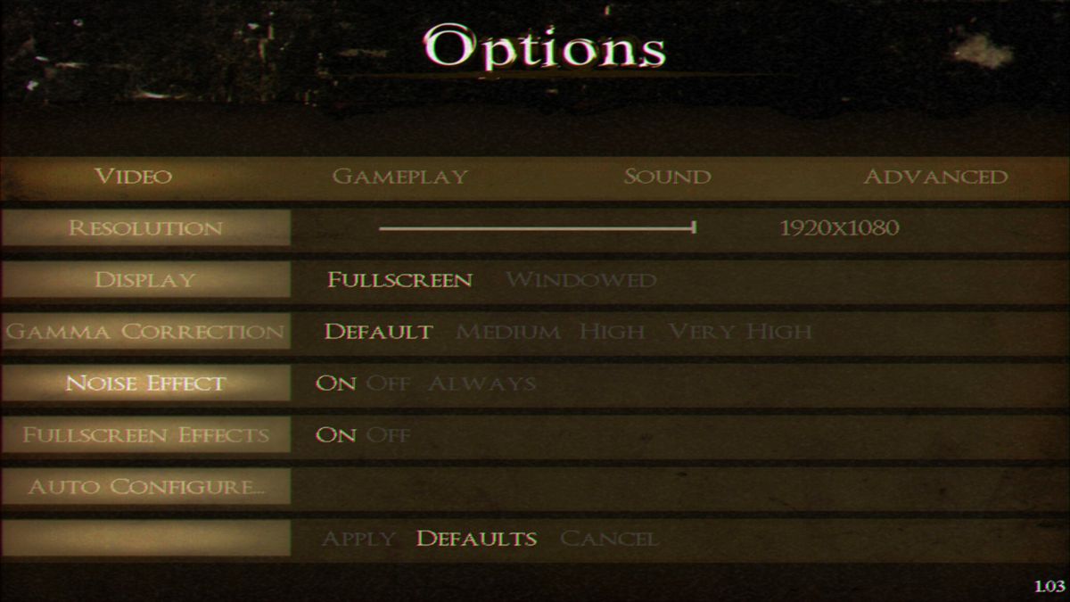 Darkness Within: In Pursuit of Loath Nolder (Windows) screenshot: Options menu.