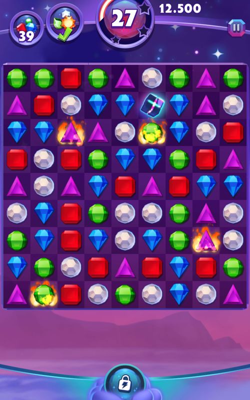 Bejeweled: Stars (Android) screenshot: A board with many powerful gems already