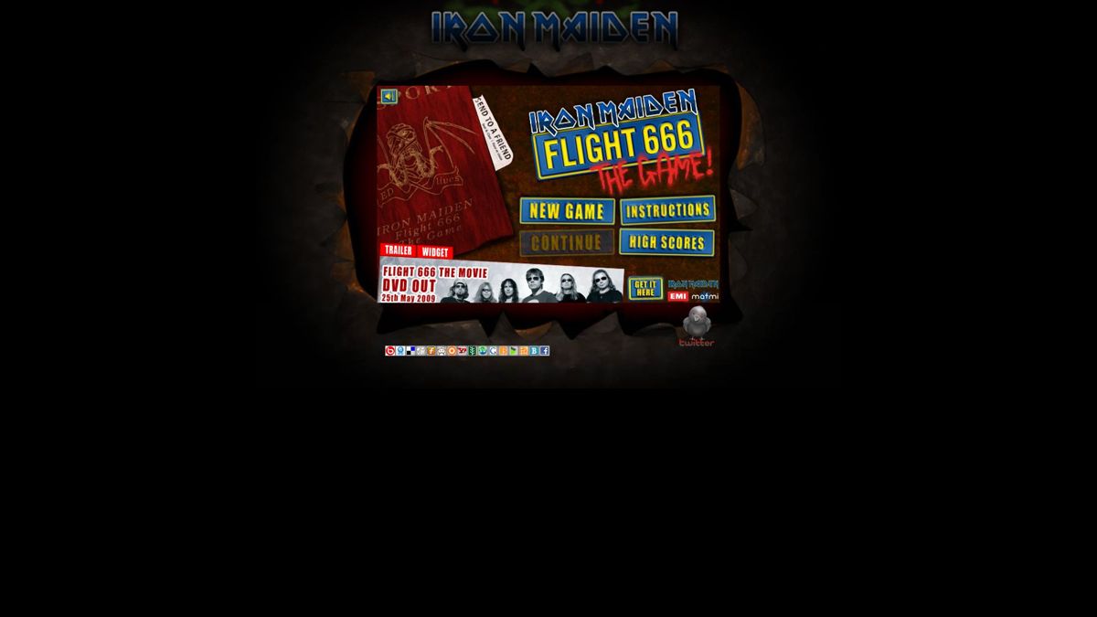 Iron Maiden: Flight 666 - The Game (Browser) screenshot: Main menu.