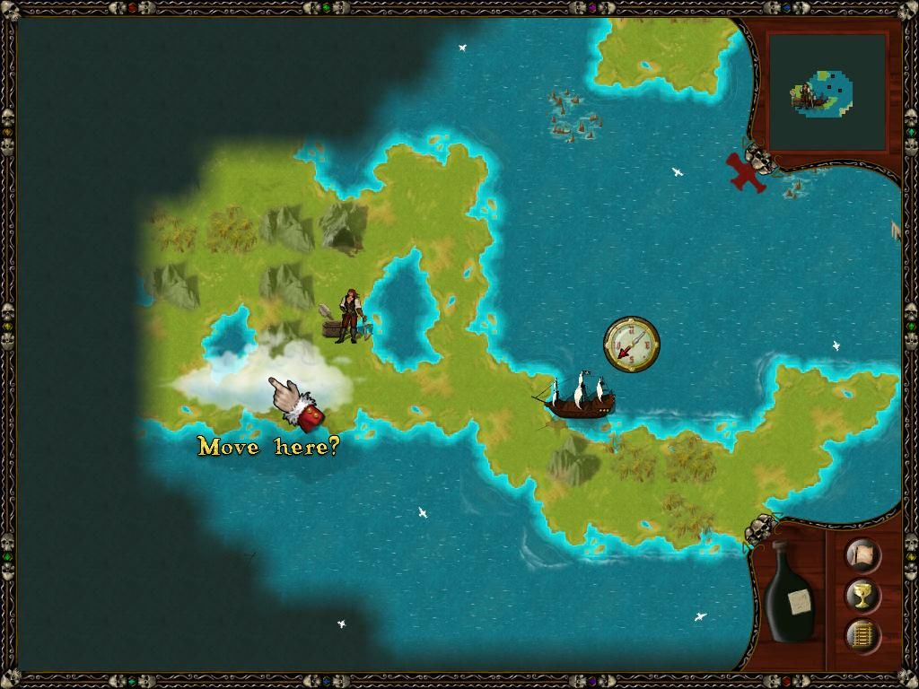 Caribbean Pirate Quest (Windows) screenshot: Land, ho! We be searching for treasure on the shore.