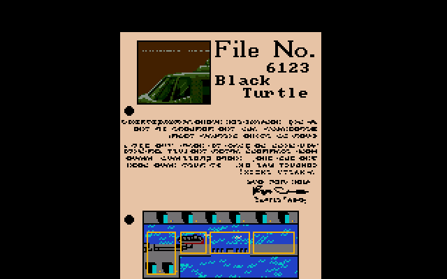 Shinobi (Amiga) screenshot: The Black Turtle File