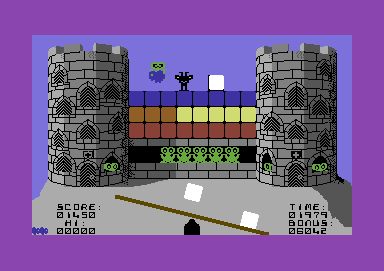 See-Saw (Commodore 64) screenshot: A green monster got me