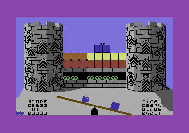See-Saw (Commodore 64) screenshot: All the monsters have left the sides of the castle