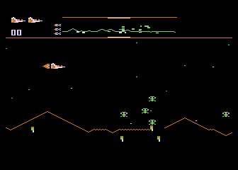 Defender (Atari 5200) screenshot: A game in progress