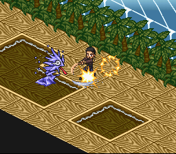 Tenchi Muyō! Game-hen (SNES) screenshot: Tenchi's spinning attack