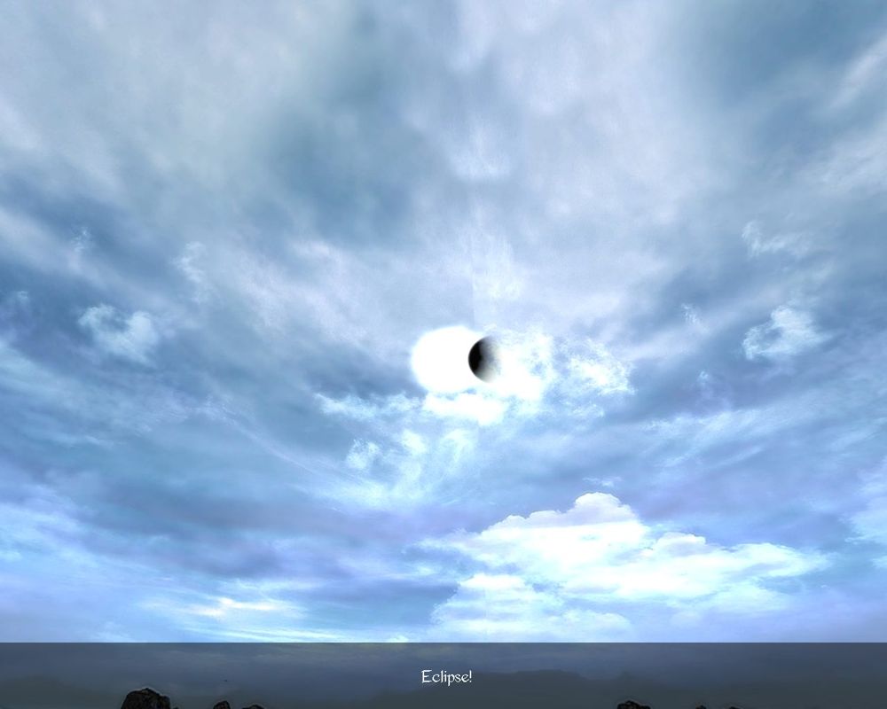 Darkness Within: In Pursuit of Loath Nolder (Windows) screenshot: You are in the middle of nowhere and the sun eclipse is coming. Is it a dream or just another world?