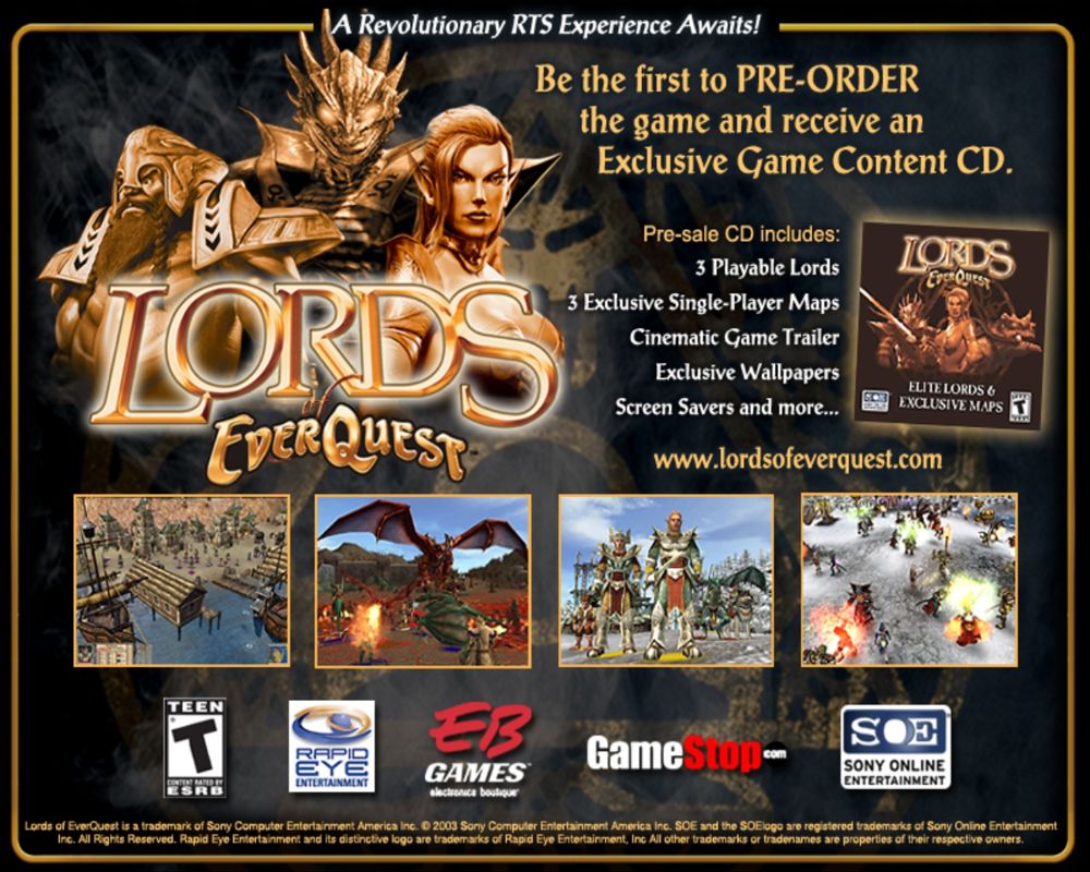 Lords of EverQuest (Windows) screenshot: Pre-Order screen from demo-version.