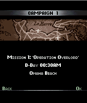 Brothers in Arms: Earned in Blood (J2ME) screenshot: The campaigns are introduced and the location is shown on a map.
