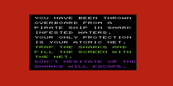 Shark Trap (VIC-20) screenshot: Here are your instructions