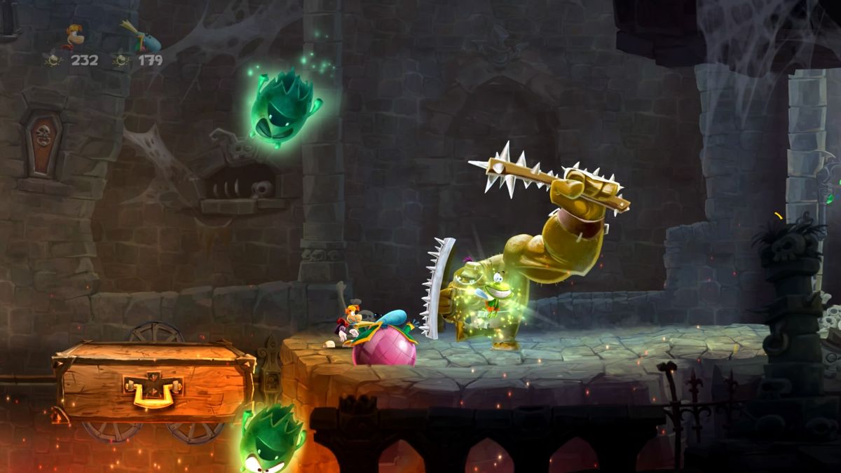 Rayman Legends (PlayStation 4) screenshot: Surrounded by enemies