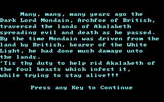 Ultima Collection (DOS) screenshot: Akalabeth - Intro