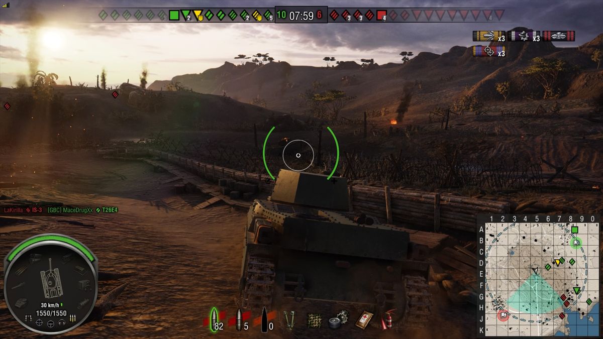 World of Tanks (PlayStation 4) screenshot: Version 1.18 (Update 3.5) - second new map is war version of El Halluf desert map