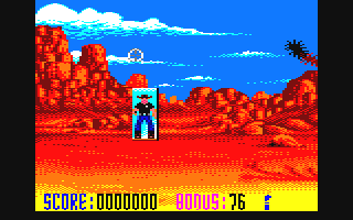 Buffalo Bill's Wild West Show (Amstrad CPC) screenshot: Shoot that cowboy
