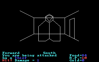 Ultima Collection (DOS) screenshot: Akalabeth - Game - Exploring a dungeon