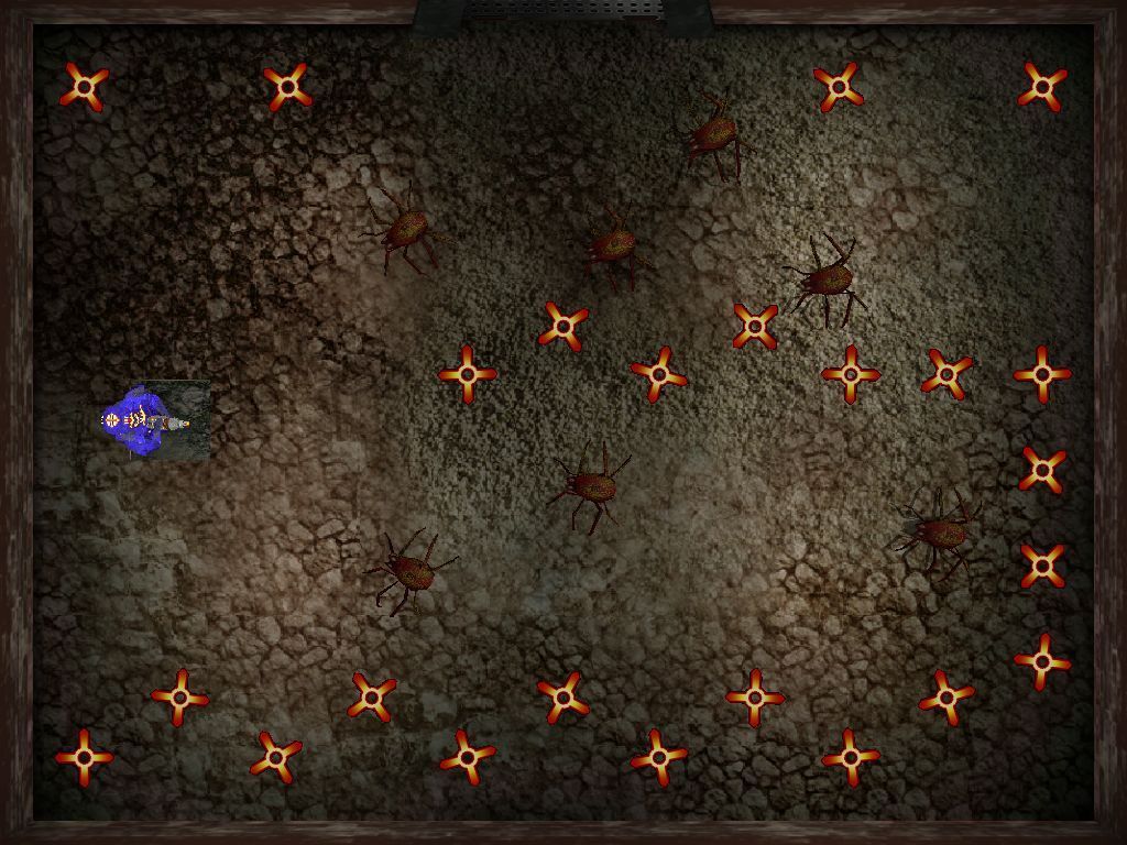 Bangball (Windows) screenshot: Training level two. This time there are spiders that actively track & hunt the player