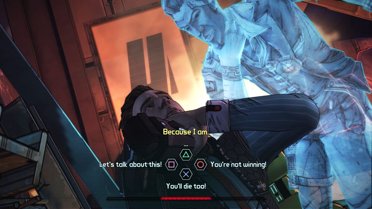 Tales from the Borderlands: Episode Five - The Vault of the Traveler (PlayStation 4) screenshot: Final showdown with Jack