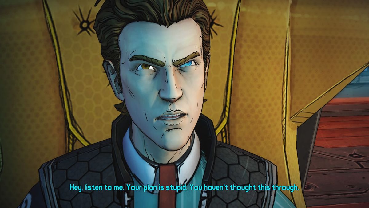 Tales from the Borderlands: Episode Five - The Vault of the Traveler (PlayStation 4) screenshot: Rhys is not so easily intimidated