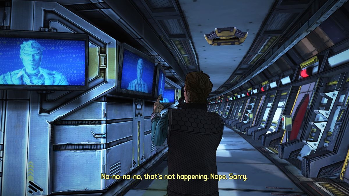 Tales from the Borderlands: Episode Five - The Vault of the Traveler (PlayStation 4) screenshot: Looking for a spare escape pod while arguing with Jack