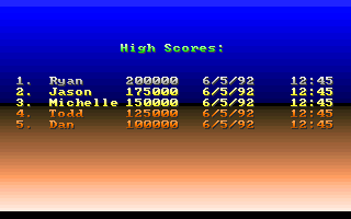 Super Ball ! (DOS) screenshot: The game does have a Hi-Score table but it will take a lot of playing to get onto it