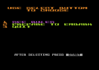 Zardon (Atari 8-bit) screenshot: Main menu